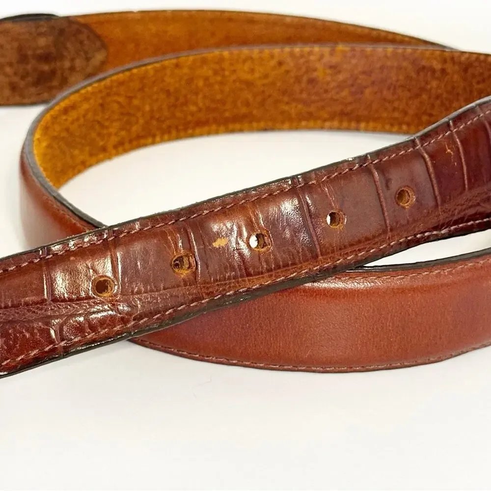 Vintage Lands' End Brown Leather Men's Belt Made in USA